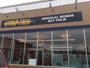 Outside view of Star Trek Museum Tour in Ticonderoga, New York during Winter - front windows
