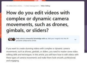 Contributed insights on editing dynamic footage for LinkedIn article Mastering Video Editing: Dynamic Camera Movements (2023)