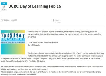 Screenshot of event listing at Jewish Federation of Greater Naples