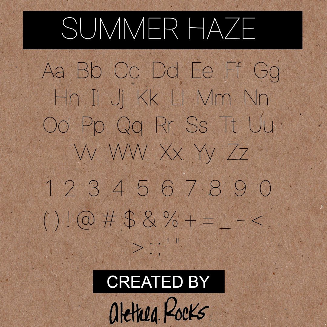 Summer Haze Thin outlined font by Alethea Rocks